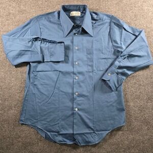 Vintage Kmart Permanent Press Shirt Mens Blue Long Sleeve Button Down USA
